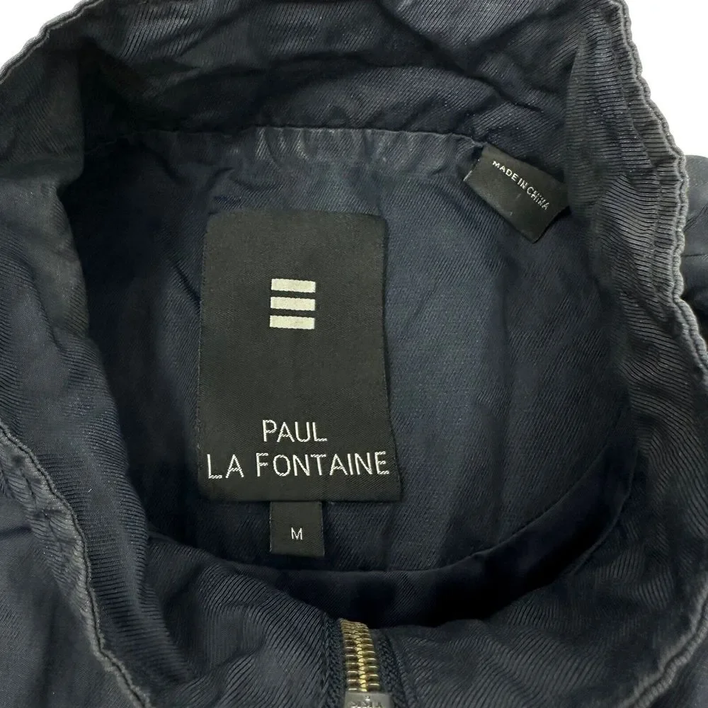 PAUL LA FONTAINE‎ Mens Navy Blue Full Zip Jacket Lined Pockets Buckles Medium